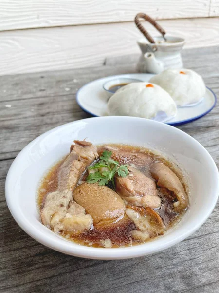 Mandu Kukus Dengan Kaki Rebus Makanan Cina — Stok Foto