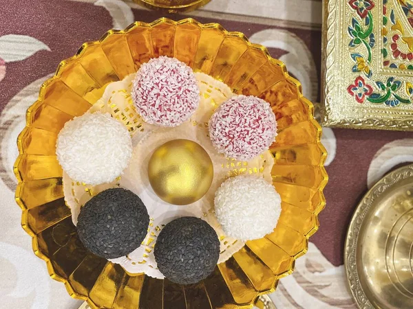 Ladoo Ball Dessert Indian Food — Fotografia de Stock