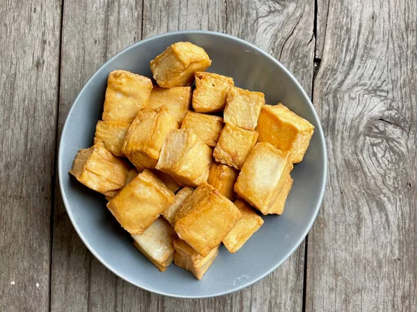 Tofu Sobre Fundo Madeira Comida Chinesa — Fotografia de Stock