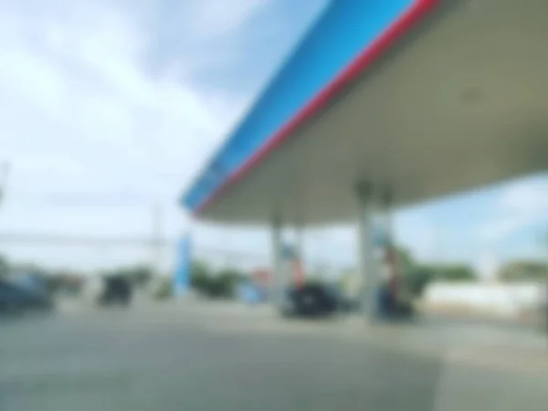 Desfocado Carro Serviço Posto Gasolina — Fotografia de Stock