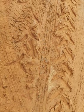 Toprak yoldaki lastik izleri.