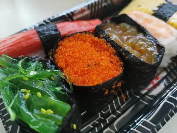 Primer Plano Sushi Comida Japonesa Imagen de stock