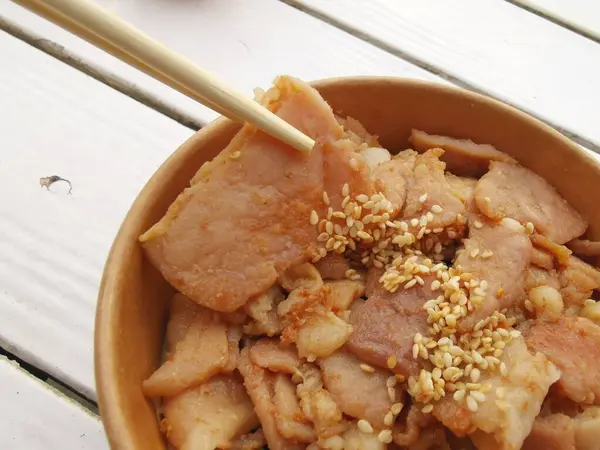 Cerdo Frito Deliciosa Comida Coreana Imagen de stock