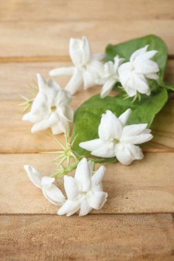 Yapraklı yasemin çiçeklerinin güzelliği