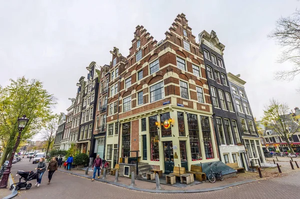 Stare Flamandzkie Domy Murowane Amsterdam Holandia — Zdjęcie stockowe