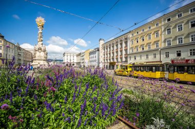 Hauptplatz, eski belediye binası ve 1700 'lerin mermer kolonu ile büyük bir pazar yeri, restoranlar ve kafelerle dolu..