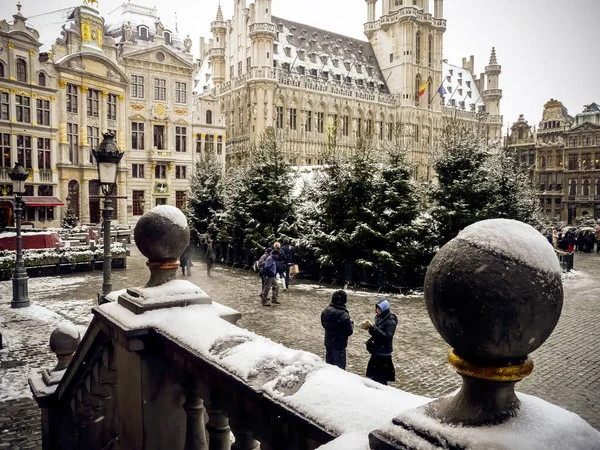 Гранд Плейс Брюсселі Бельгія Головна Площа Старому Місті Взимку — стокове фото