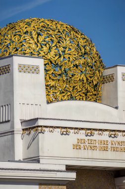 Avusturya, Viyana 'daki Secession binasının ayrıntıları, yeni bir sanat eseri, sanat simgesi.
