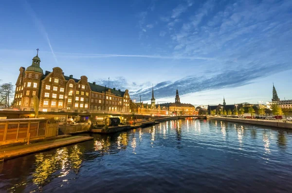 Вид Місто Копенгаген Уночі Данія — стокове фото