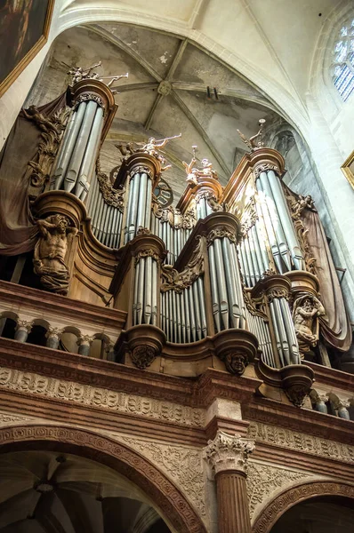 stock image Organ pipe music instrument in a church in France