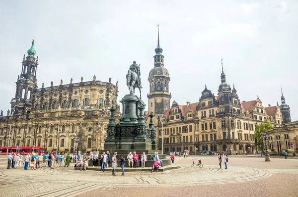 Plaza Theaterplatz Con Edificios Históricos Dresde Alemania — Foto de Stock