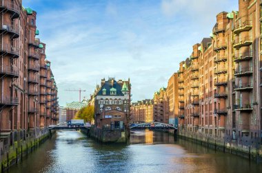 Speicherstadt ilçesi Hamburg, Almanya 'da eski depoları olan