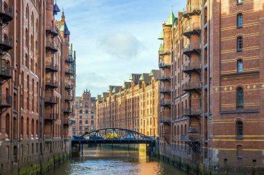 Speicherstadt ilçesi Hamburg, Almanya 'da eski depoları olan