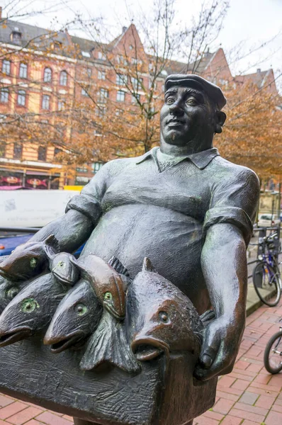 Statua Bronzo Pescatore Amburgo Germania — Foto Stock