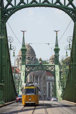 Liberty Bridge Szabadsag Macaristan 'ın Budapeşte kentinde saklandı