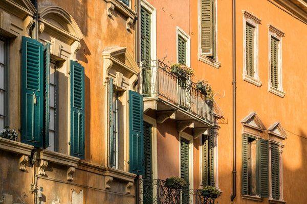 Colorful renaissance facade in Verona, Italy