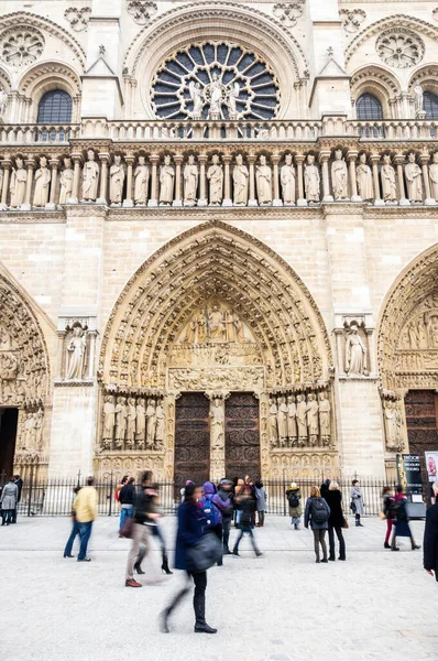 Front Facade Notre Dame Cathedral Paris France — Stock Photo, Image