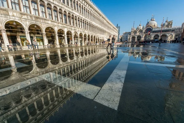 Praça San Marco Inundada Veneza Itália — Fotografia de Stock