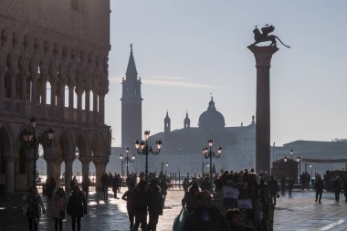 İtalya, Venedik 'teki San Marco ve Doges Sarayı manzarası