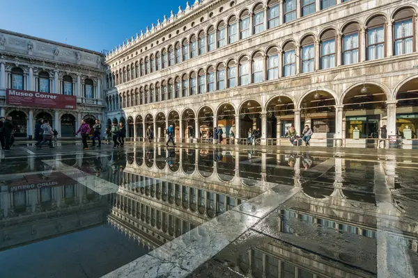 Площадь Сан Марко Затоплена Венеции Италия — стоковое фото