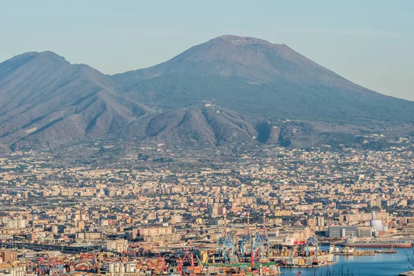 Vista General Del Antiguo Nápoles Volcán Vesuvio Italia — Foto de Stock