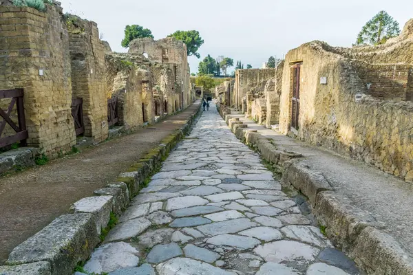 İtalya 'nın Herculaneum harabelerinde iyi korunmuş bir cadde.