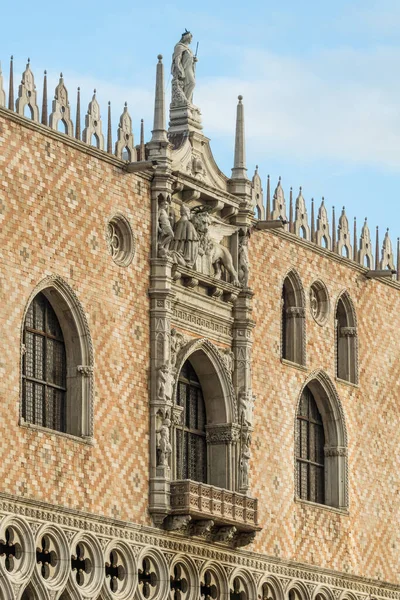 Detalhe Fachada Palácio Doges Veneza Itália — Fotografia de Stock