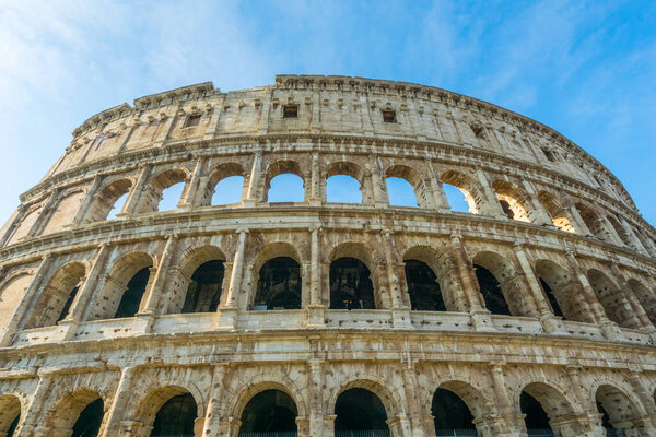 Ruins of the Roman Colosseum or Flavian amphitheater in Rome, Italy