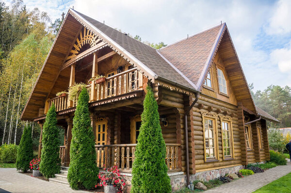 Beautiful traditional wooden house in Lithuania