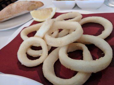 Seafood snacks, calamaris, squid rings