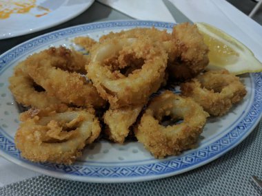 Seafood snacks, calamaris, squid rings