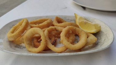 Seafood snacks, calamaris, squid rings