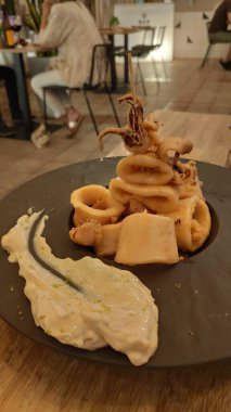 Seafood snacks, calamaris, squid rings
