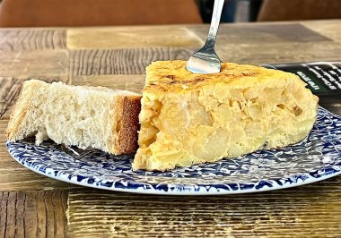 Spanish omelette on a dish (traditional Spanish food)