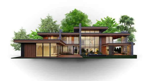 Illustration Eines Hauses Auf Weißem Hintergrund Moderne Luxusarchitektur Haus Auf — Stockfoto