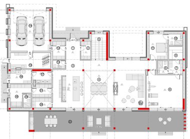Çizim. Modern ev planı. İç mimari