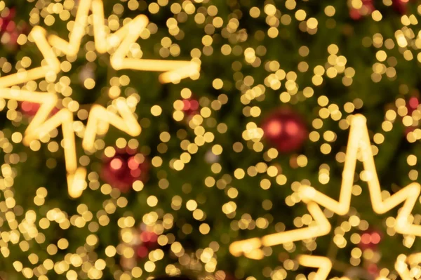 Rozmazat Pozadí Hvězdy Tvaru Vánoční Stromeček Světla — Stock fotografie