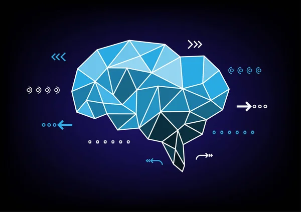 概要濃い青の背景に多角形の脳 ベクター技術イラスト — ストックベクタ
