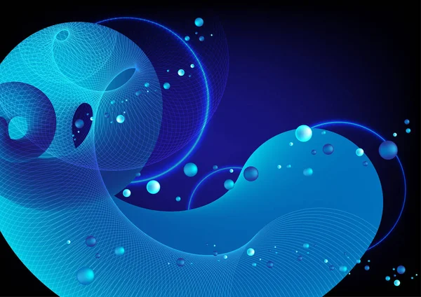 Жидкий Синий Спиральный Векторный Фон Пузырчатыми Формами Футуристический Дизайн Баннера — стоковый вектор