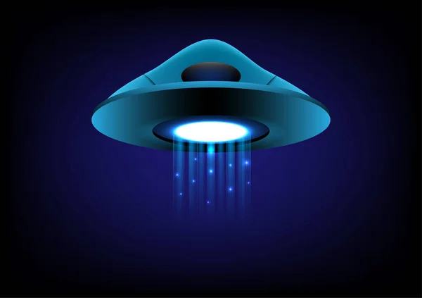 Ufo Rymdskepp Flyger Med Ljusstrålar Vektor Bakgrund — Stock vektor