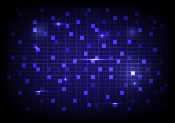 Digital Data Kvadrat Blå Mönster Pixel Teknik Med Glödande Ljus — Stock vektor