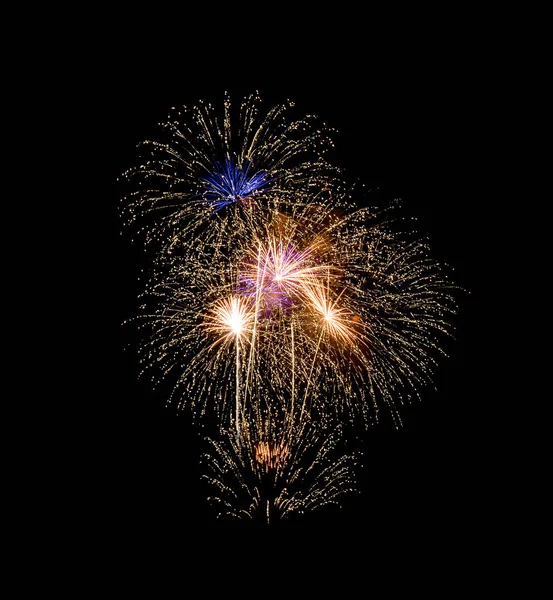 Spettacolo Fuochi Artificio Isolato Sfondo Nero Celebrazione Anniversario — Foto Stock
