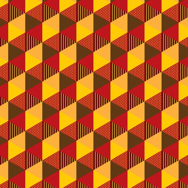 Nahtloses Muster Roter Und Gelber Dreiecke Vektorgeometrische Darstellung Mit Raute — Stockvektor