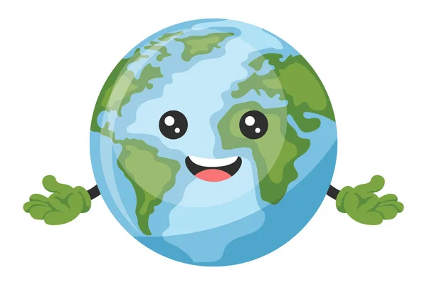 Dibujos Animados Feliz Planeta Tierra Diseño Personajes Para Día Tierra — Vector de stock