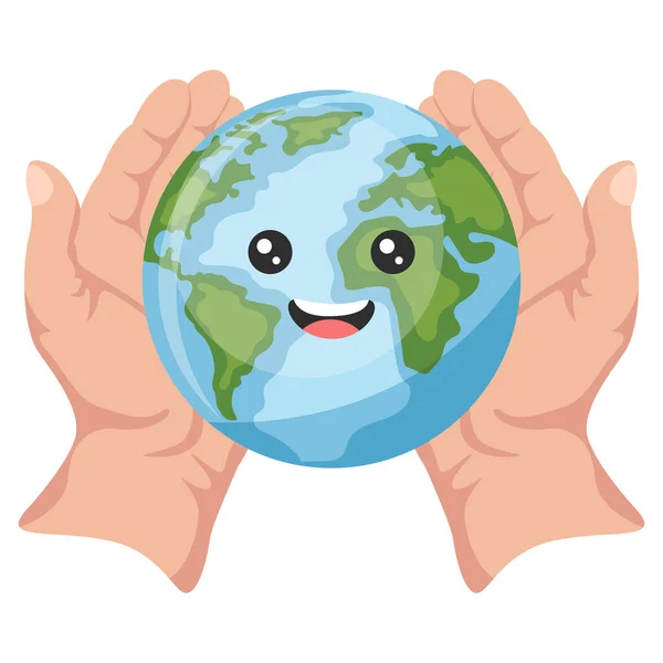 Suunnittelu Avoimet Kädet Tilalla Maapallon Sarjakuva Maapallon Päivä Kansallinen Saastumisen — vektorikuva