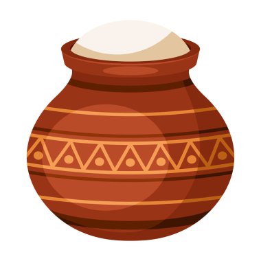 Happy Pongal Hindistan hasat festivali için geleneksel kil saksı tasarımı.