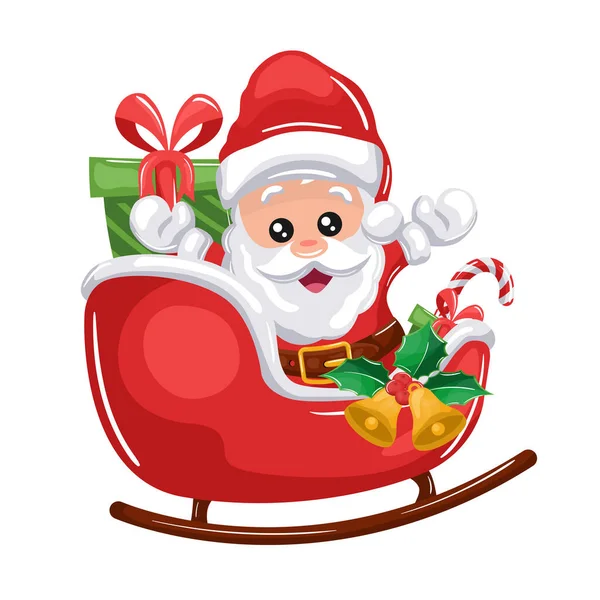 Tender Papai Noel Seu Trenó Entregando Presentes Para Cartão Natal —  Vetores de Stock
