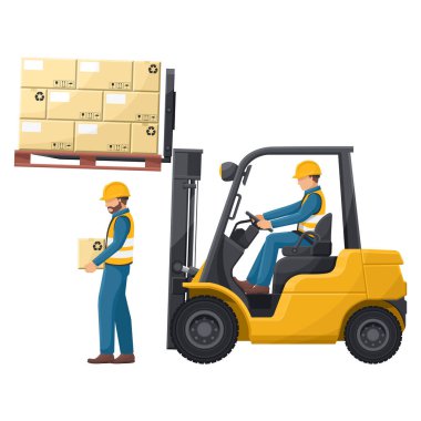 Çatalların altına girme. Forklift 'ten düşme riski. Çatal kaldırma aracını kullanırken güvenlik. Önce güvenlik. İş yerinde kaza önleme. Endüstriyel Güvenlik ve İş Sağlığı