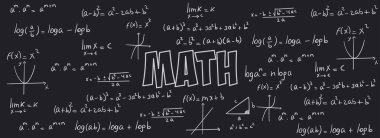 Matematik egzersizleri, formüller ve matematik denklemleri, siyah arkaplan ile cebir. Okul ve üniversite notları, işlevler, potansiyel, logaritmalar, dikkate değer ürünler