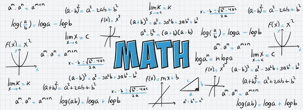 Ejercicios Matemáticos Fórmulas Ecuaciones Para Cálculo Álgebra Con Fondo Hoja — Vector de stock